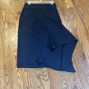 Express Super High Waisted Satin Ruffle Midi Skirt